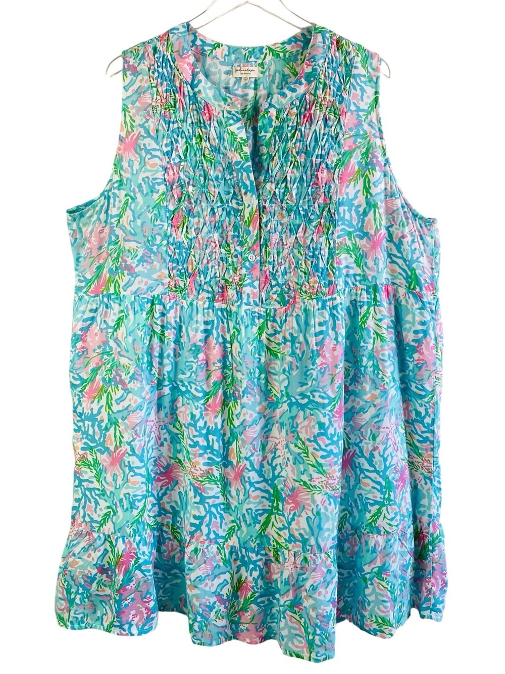 Linda Anderson Floral Charm Ruffle Tank Dress Size XXL